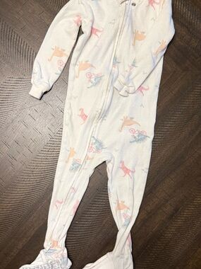 Carter's Cream One-Piece Footed Pajamas with Pink & Peach Dino Print